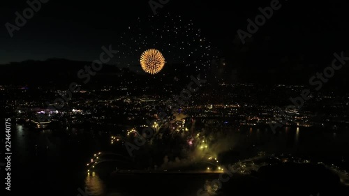 Stunning Aerial Drone footage of a firework display on Plymouth waterfront, United Kingdom photo