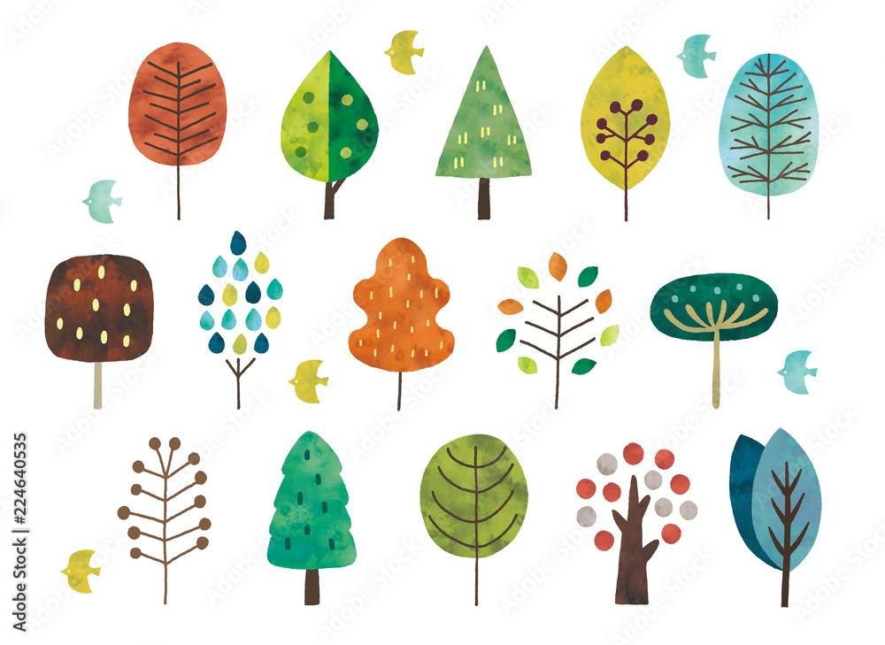 北欧風の木水彩 Stock ベクター Adobe Stock