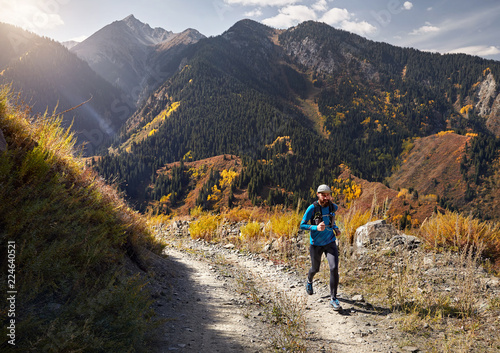 Trail running in the mountains