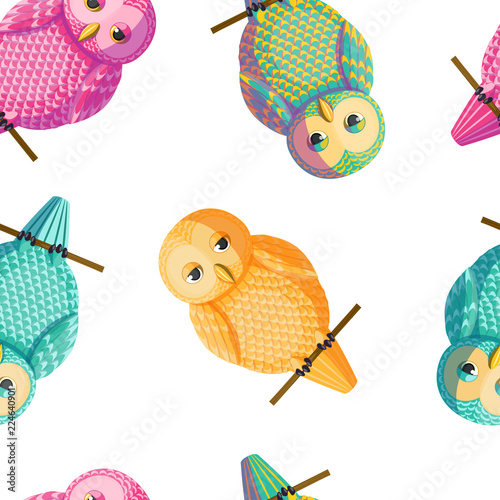 Seamless vector owl pattern