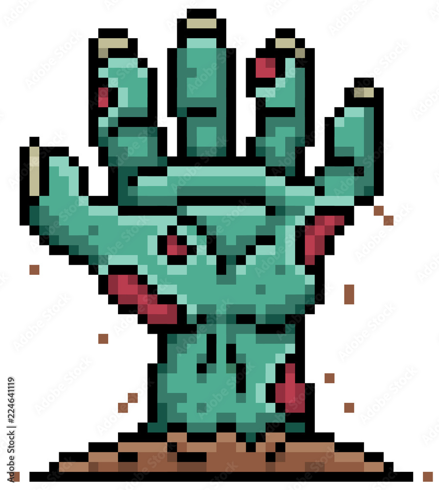 Obraz premium Vector illustration of Cartoon Zombie - Pixel design