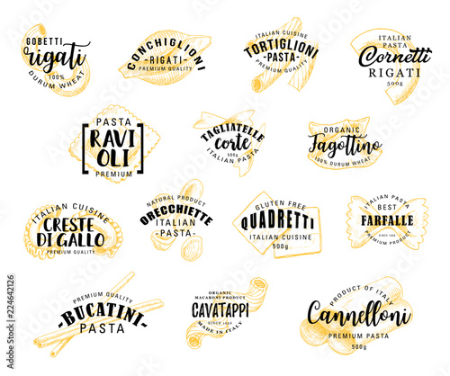 Pasta vector lettering icons, vector