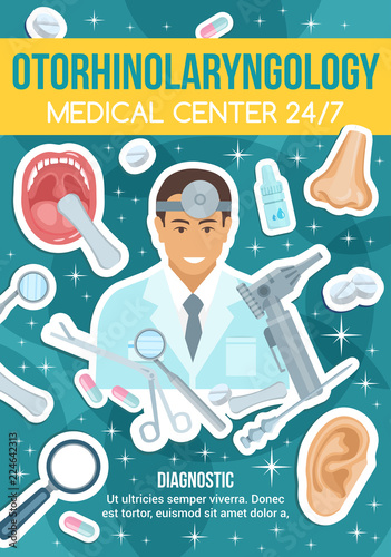 Otorhinolaryngology clinic and doctor, vector