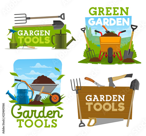 Garden tools icons and symbols