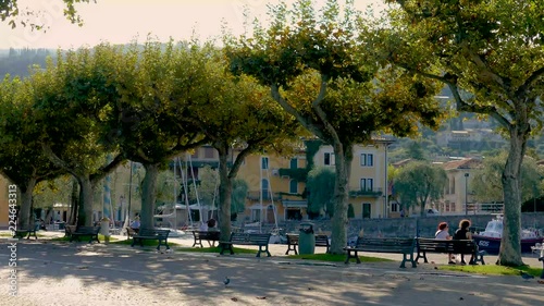 Harbor scene in Torri del Benaco, Lake Garda  Lake Como  Italy photo