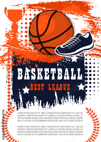 Basketball game poster with ball