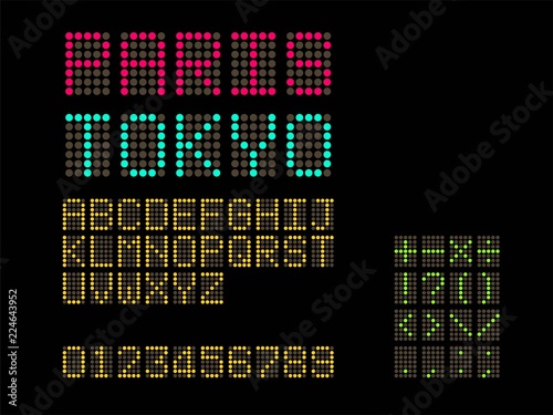 LED display alphabhet A to Z and number, flat design