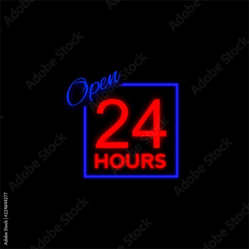 open 24 hours club, pub, bar, party, beer vector logo design