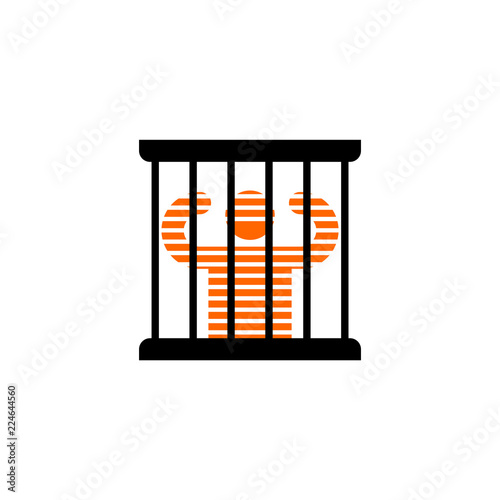 Prisoner in prison. Perpetrator and bars on windows.