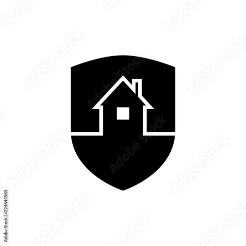 Protection house symbol. Security house sign. Emblem security agency. Shield and Building