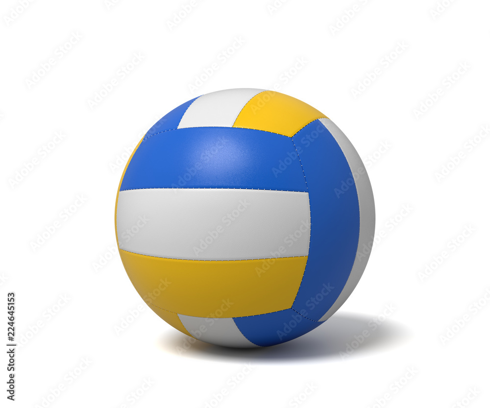 3d rendering of a single three-colored volleyball ball with a shadow lying  on a white background. Stock Illustration | Adobe Stock