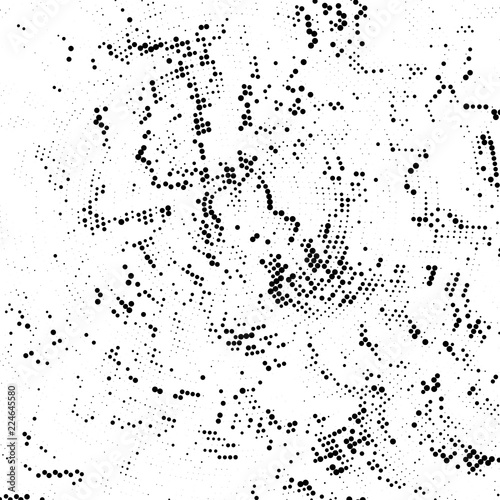 Grunge halftone pattern. Pointillism, stipplism style. Textured background with dots, circles, Points of different scale. 