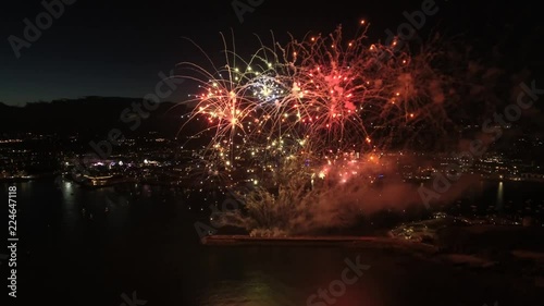 Stunning Aerial Drone footage of a firework display on Plymouth waterfront, United Kingdom photo