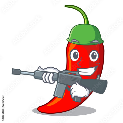 Army cartoon red hot natural chili pepper photo