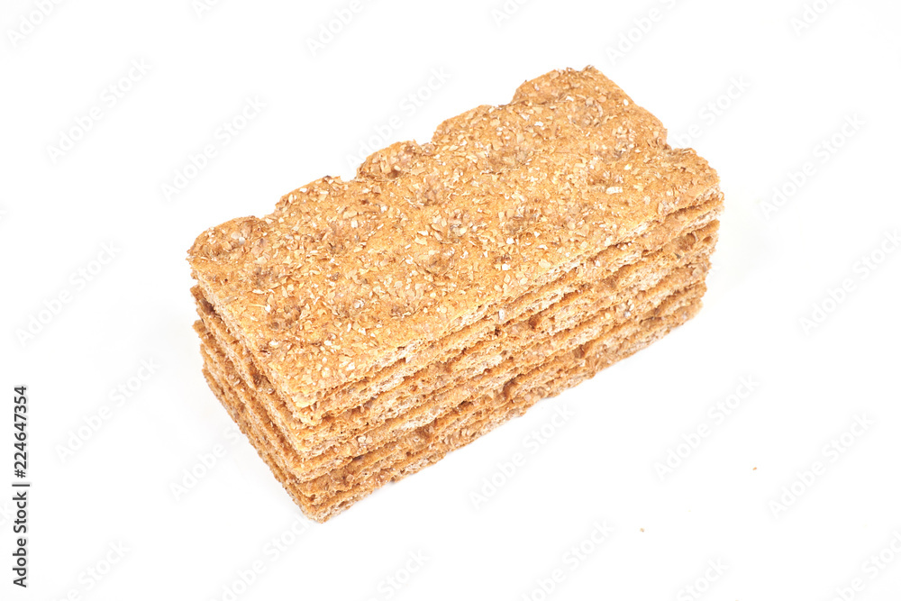 The healthy bread crisp isolated on white background