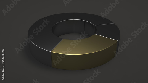 Metal ring pie chart with one gold sector