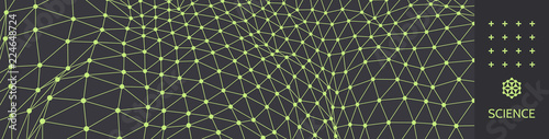 Abstract science or technology background. Graphic design. Network illustration. 3D grid surface.