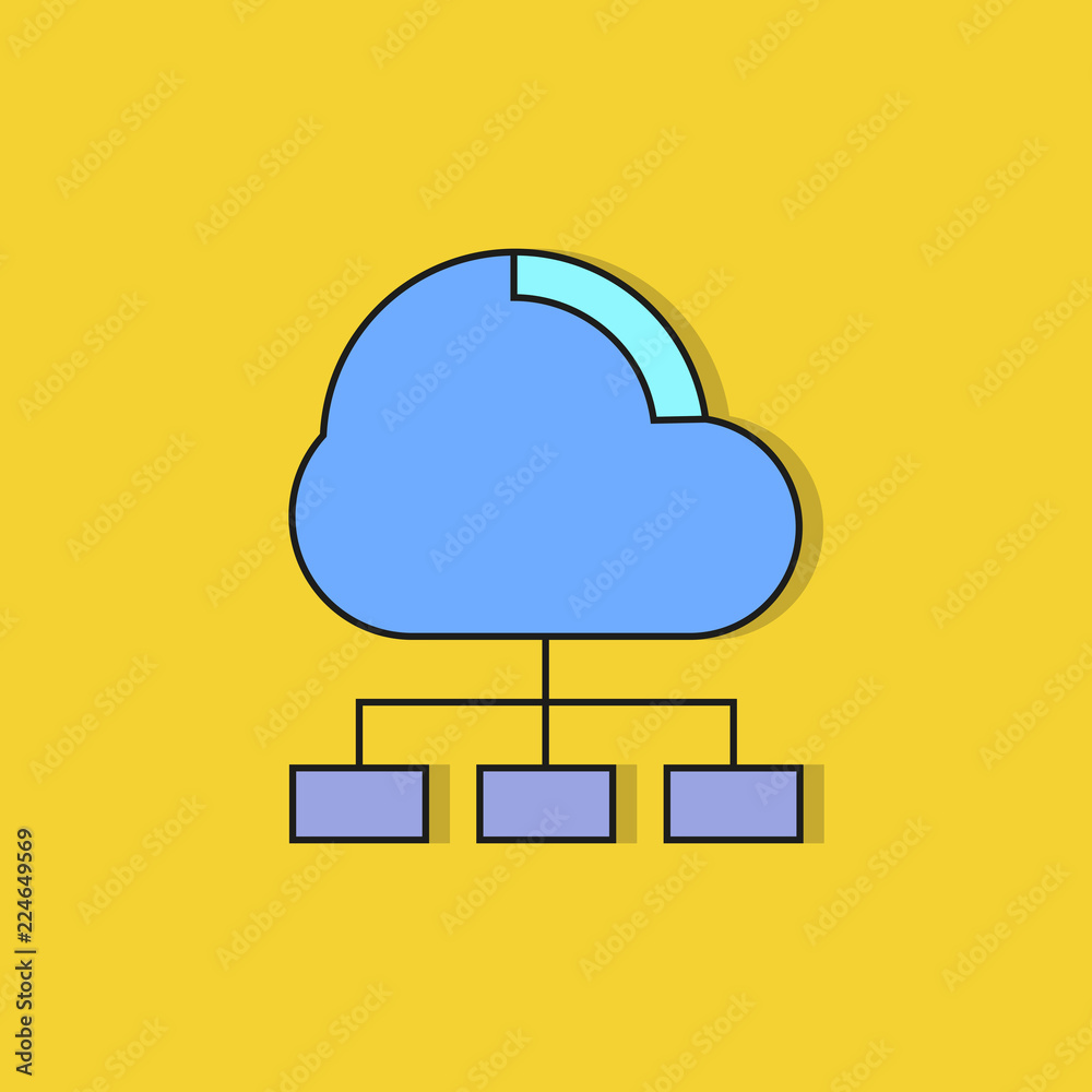 cloud diagram icon on yellow background cloud diagram icon on yellow background