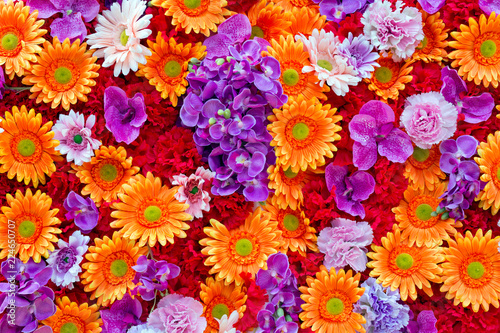 Colorful artificial flowers for the background. © MrPreecha