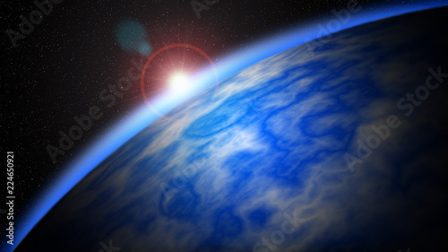 Fototapeta Naklejka Na Ścianę i Meble -  Dawnon the planet. Star light. Abstract planet background
