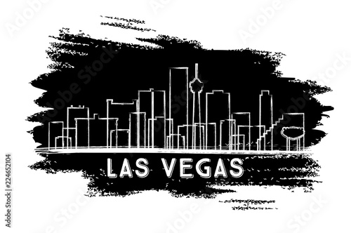 Obraz Las Vegas Nevada City Skyline Silhouette. Ręcznie rysowane szkic.