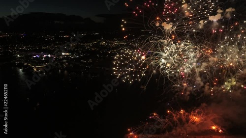 Stunning Aerial Drone footage of a firework display on Plymouth waterfront, United Kingdom photo