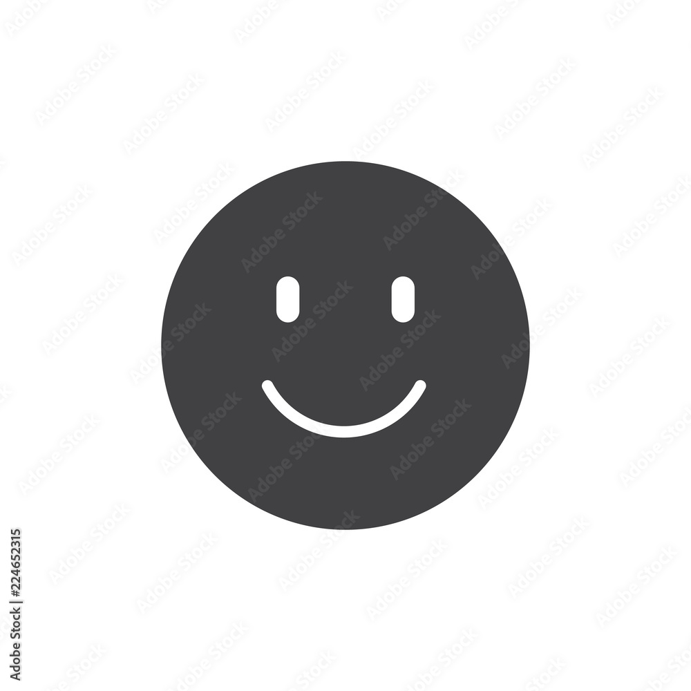 Happy face emoji vector icon. filled flat sign for mobile concept and web design. Smile emoticon simple solid icon. Symbol, logo illustration. Pixel perfect vector graphics Happy face emoji vector icon. filled flat sign for mobile concept and web design. Smile emoticon simple solid icon. Symbol, logo illustration. Pixel perfect vector graphics