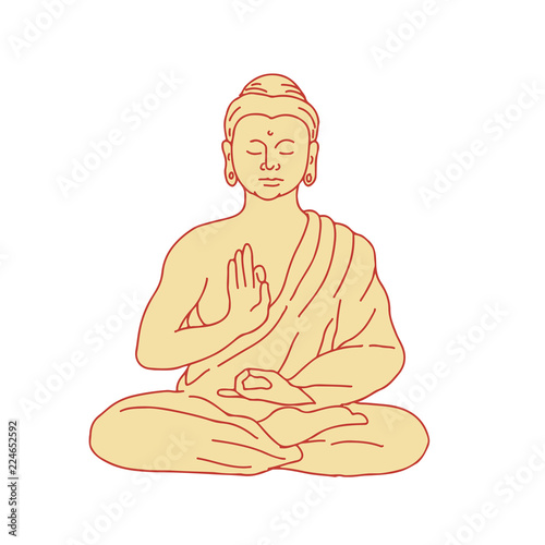 Gautama Buddha Sitting Lotus Position Drawing