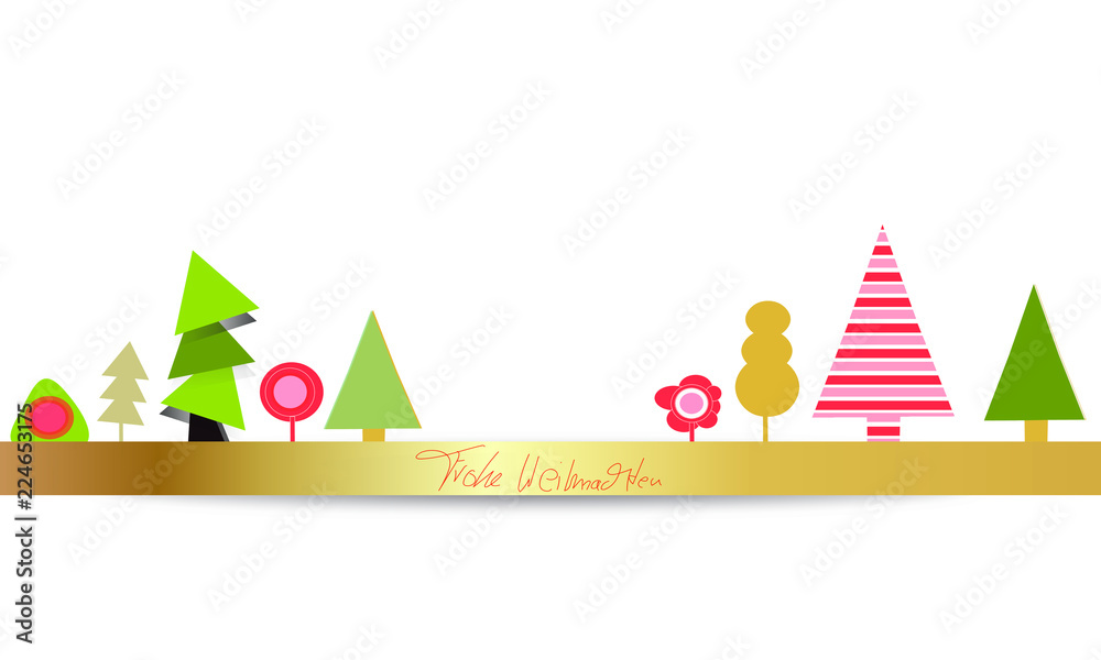 Frohe Weihnachten Baum Bäume Wald Band Banner Hintergrund