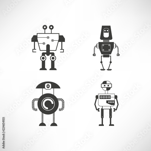robot character icons set