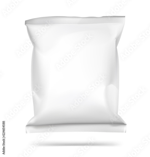 Food snack pillow bag on white background. Vector illustration. Can be use for template your design, promo, adv. EPS10.