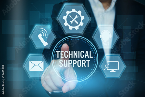 Businessman pointing icon of Technical support customer concept,Creative design for banner..