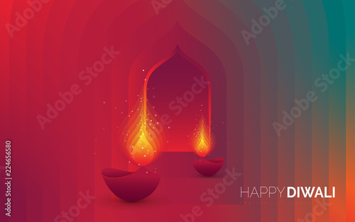 Modern Diwali Festival Background Template Design Vector Illustration