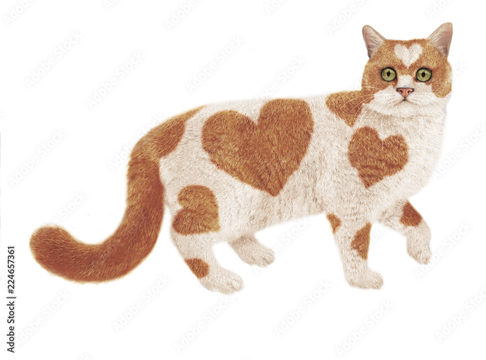 Chat Roux Et Blanc Coeur Regardant En Marche Nourriture Pour Chat Chaton Animal Elevage De Race Stock Illustration Adobe Stock