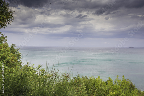 Beautiful seascape from Burgas Bulgaria with stunning clouds