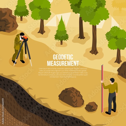Geologist Work Isometric Composition 
