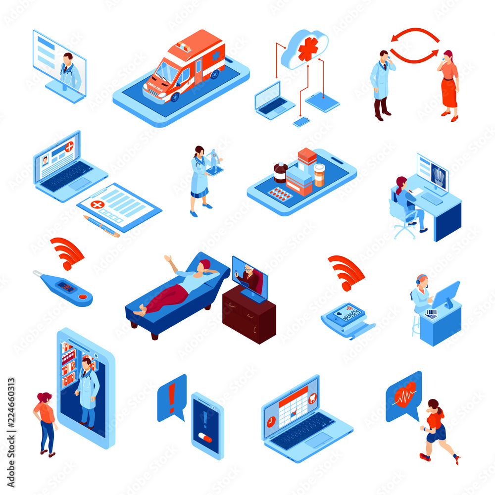 Online Medicine Isometric Set