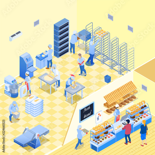 Bakery Inside Isometric Illustration