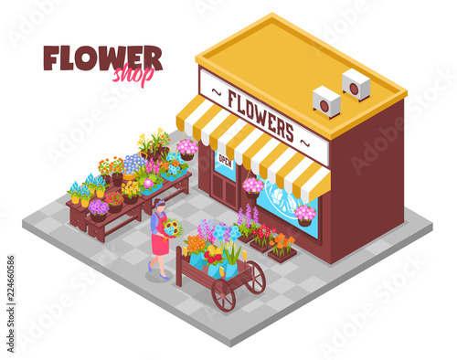 Isometric Flower Kiosk Background