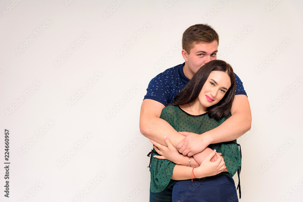 Family happy relationship husband and wife on a white background. Family happy relationship husband and wife on a white background.