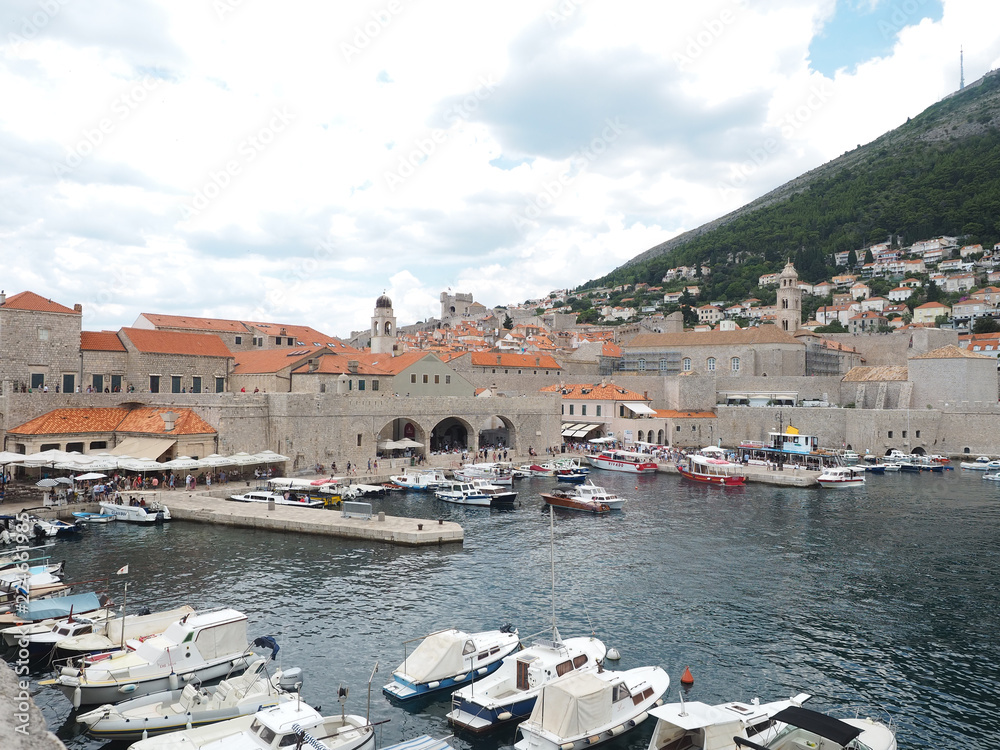 Dubrovnik old town and its marina port