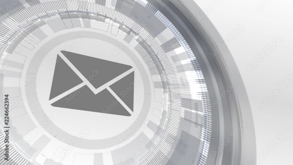 email address mail letter icon animation white digital elements technology background