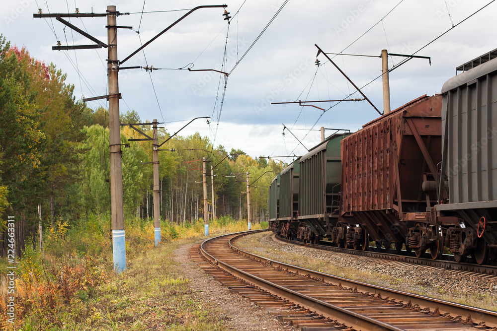 freight cars on the railway track freight cars on the railway track