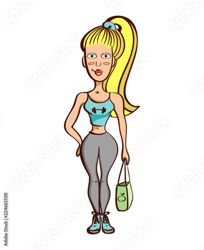 Cartoon Fitness Woman