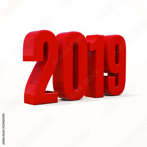 New Year Red 2019 Creative Design Concept 3D Rendered Image