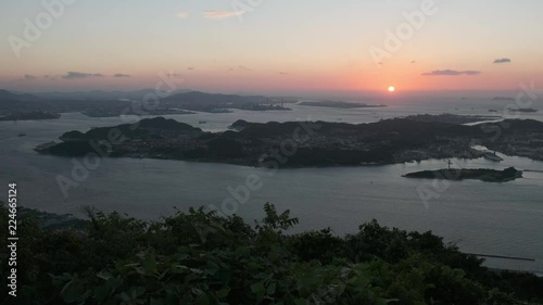 Ocean Sunset Over the Kanmon Strait in Shimonoseki and Moji, Japan photo