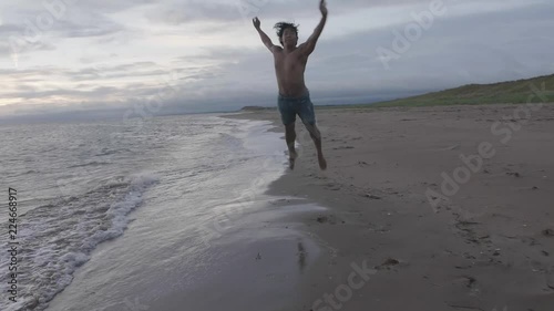 Dancer does jump, sunrise photo