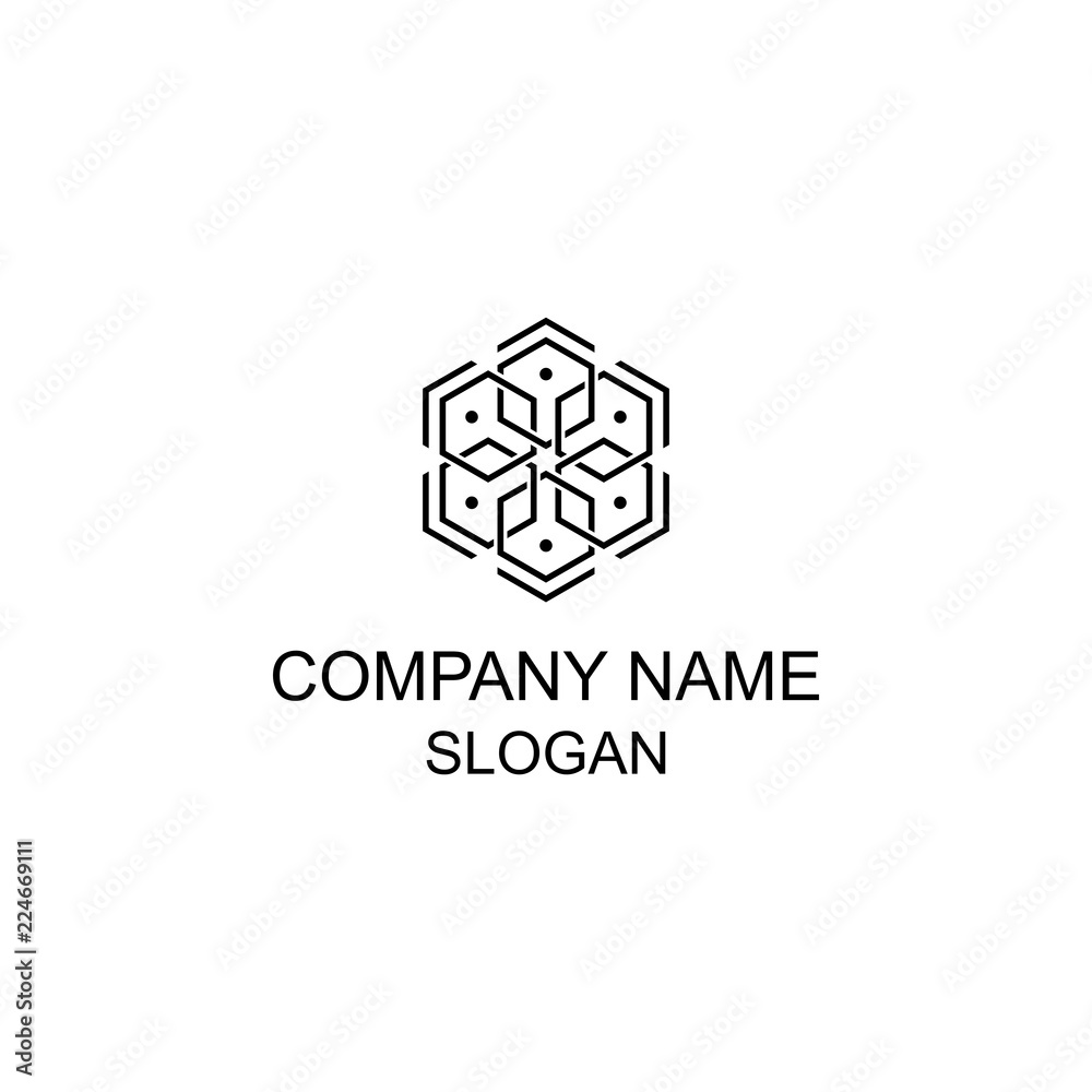 Abstract symmetric hexagon logo. Abstract symmetric hexagon logo.