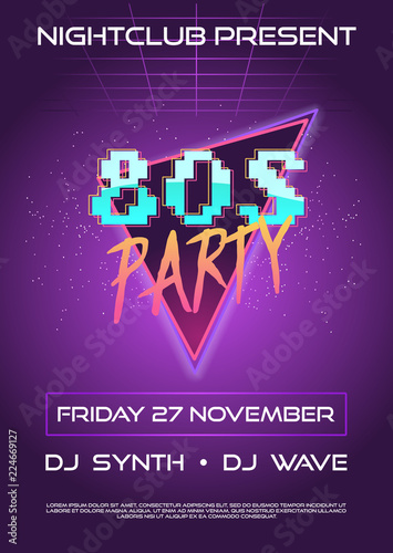 80s retro flyer invitation.