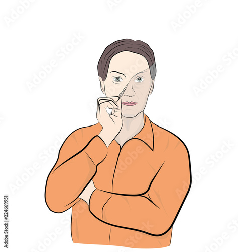 the person takes off the mask of old age. rejuvenation. vector illustration.